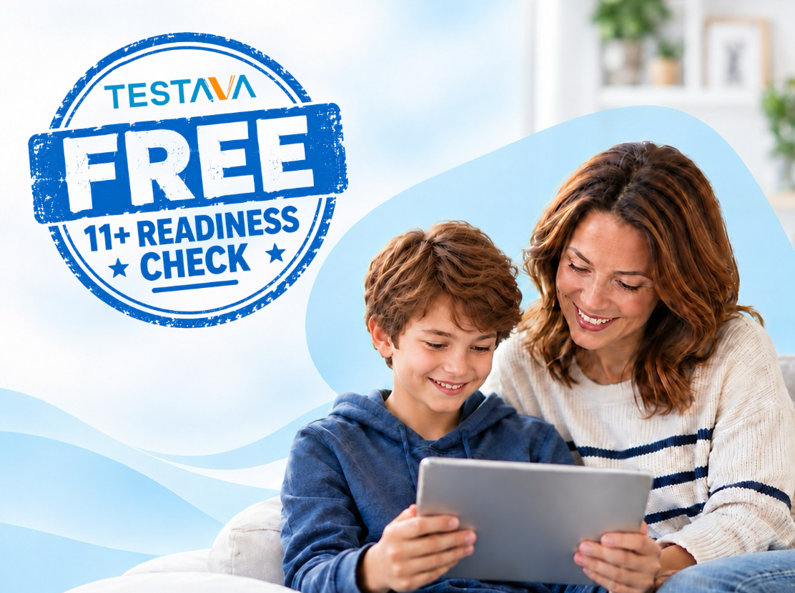 Parent and child taking the Testava 11+ diagnostic test